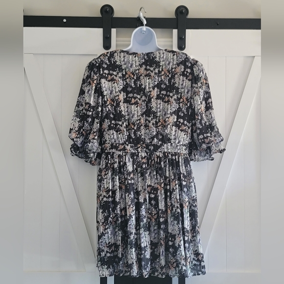 Lulu's Black Floral Print Skater Mini Dress | Size XL - Picture 8 of 11